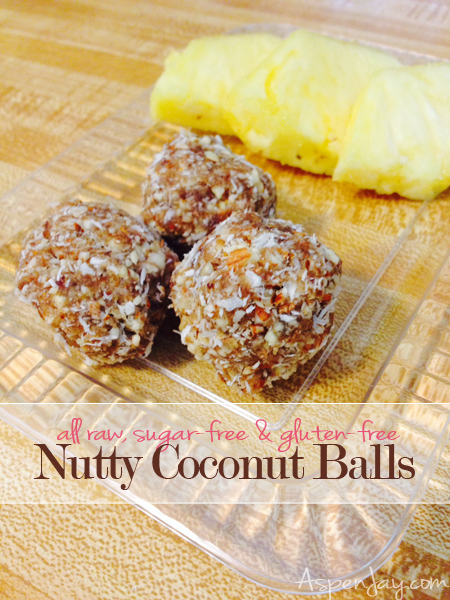 Healthy nutty coconut balls- sugar-free, gluten-free, all raw cookies!