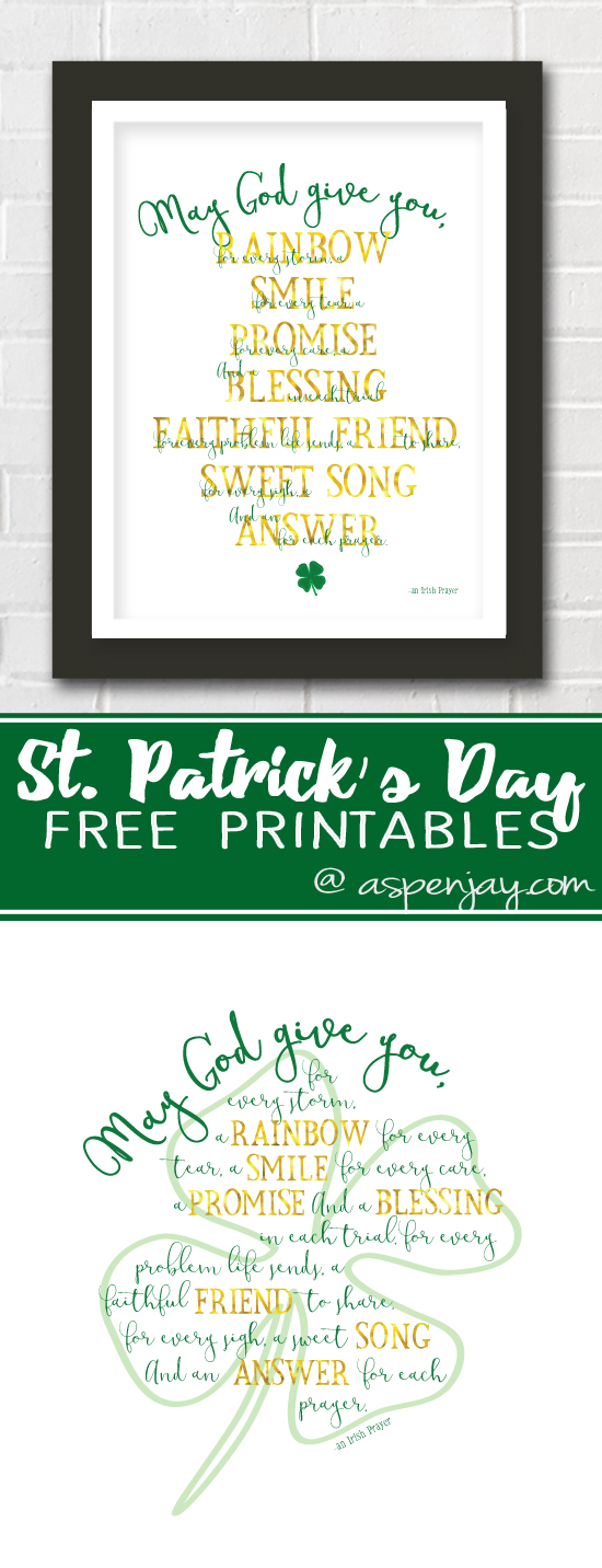 St. Patrick's Day Irish Prayer Printable Aspen Jay
