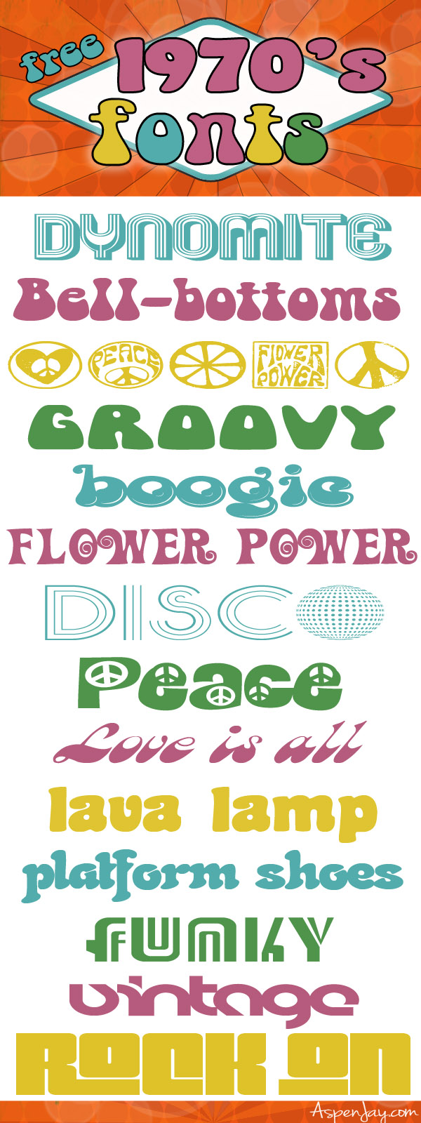 Groovy 70S Fonts - Aspen Jay