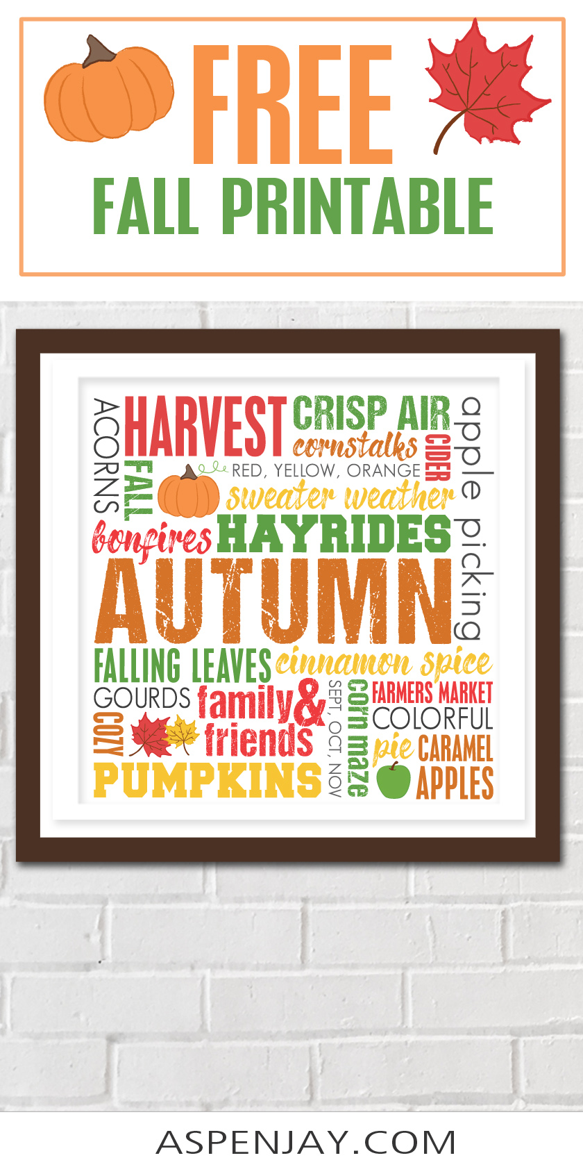 Fall Subway Art - free printable for autumn - Aspen Jay